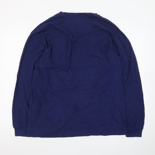 Chaps Men's Blue Long Sleeve Crew Neck Cotton Blend T-Shirt Size M