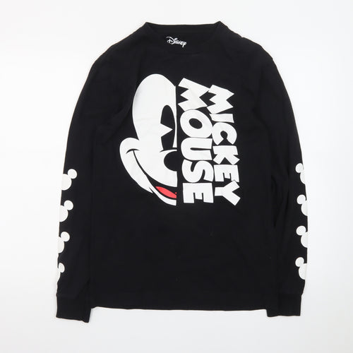 Disney Mickey Mouse Black Long Sleeve Crew Neck T-Shirt Women’s Small