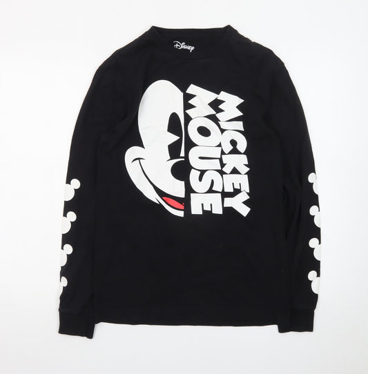 Disney Mickey Mouse Black Long Sleeve Crew Neck T-Shirt Women’s Small
