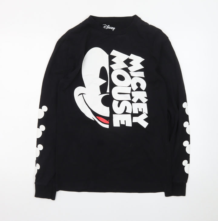 Disney Mickey Mouse Black Long Sleeve Crew Neck T-Shirt Women’s Small