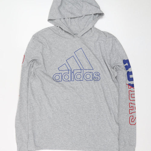 Adidas Men's Grey XL Pullover Hoodie Logo Long Sleeve Sportswear
