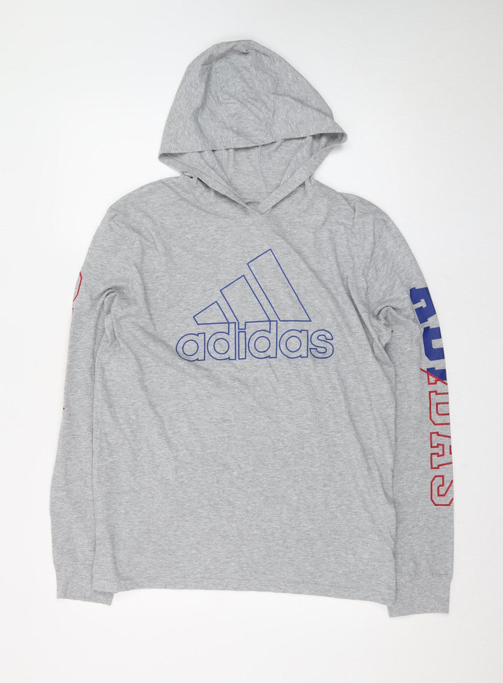 Adidas Men's Grey XL Pullover Hoodie Logo Long Sleeve Sportswear