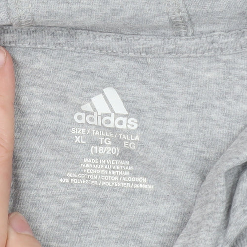 Adidas Men's Grey XL Pullover Hoodie Logo Long Sleeve Sportswear