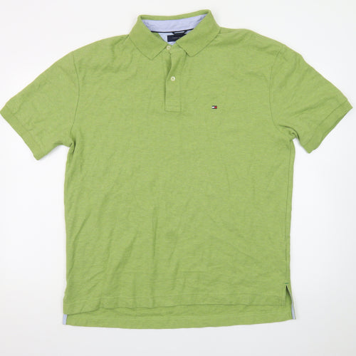 Tommy Hilfiger Men’s Green Cotton Polo Shirt Size L Classic Fit