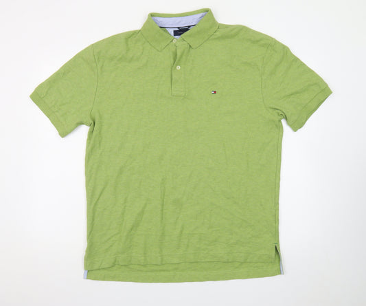 Tommy Hilfiger Men’s Green Cotton Polo Shirt Size L Classic Fit