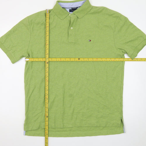 Tommy Hilfiger Men’s Green Cotton Polo Shirt Size L Classic Fit