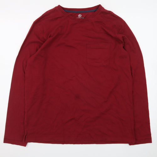 Covington Men's Red Long Sleeve Crew Neck Cotton T-Shirt Size M