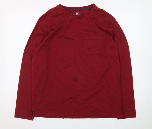 Covington Men's Red Long Sleeve Crew Neck Cotton T-Shirt Size M