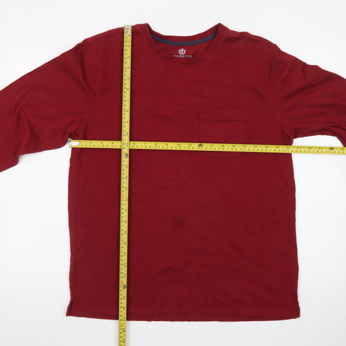 Covington Men's Red Long Sleeve Crew Neck Cotton T-Shirt Size M