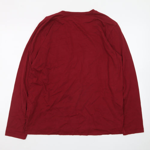 Covington Men's Red Long Sleeve Crew Neck Cotton T-Shirt Size M