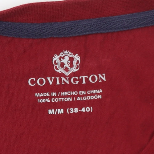 Covington Men's Red Long Sleeve Crew Neck Cotton T-Shirt Size M