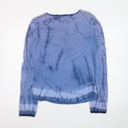 Nomads Womens Blue Tie Dye Cotton Blouse Long Sleeve Boho L
