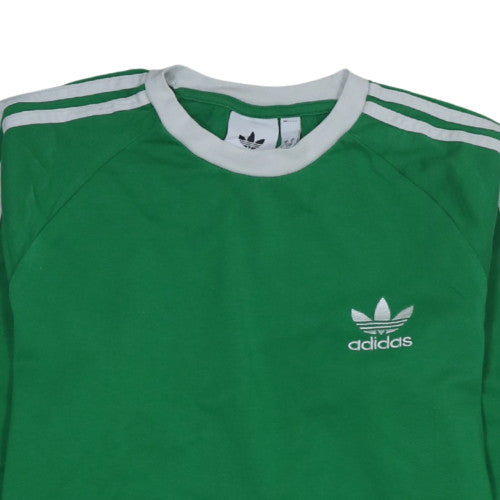Adidas Men's Green Long Sleeve Crew Neck Sports T-Shirt Small