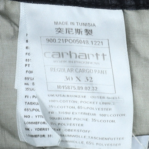 Carhartt Men’s Blue Regular Cargo Jeans 30x32 Cotton Canvas