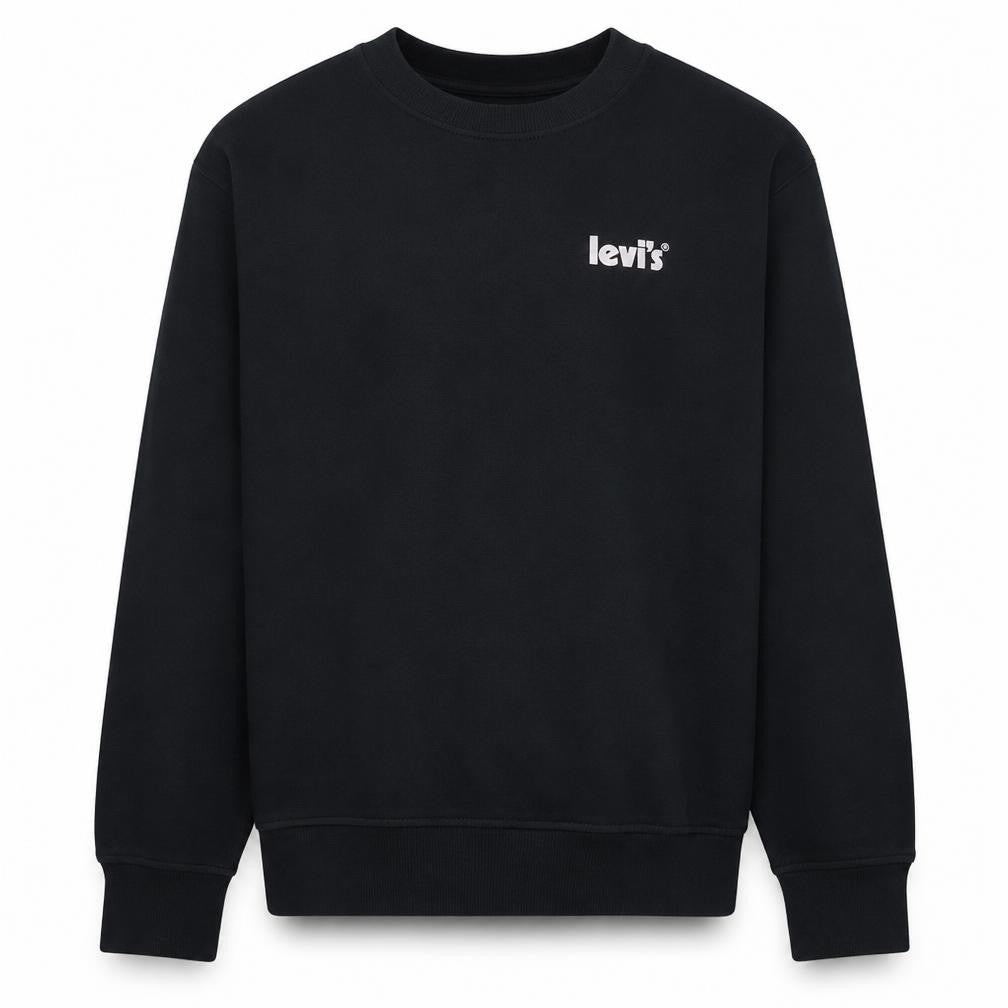 Front view of Levi's Men's Black XS Crew Neck Pullover Logo Sweatshirt