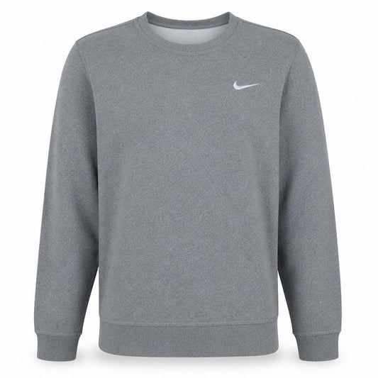 Front view of Nike Men's Grey Small Crew Neck Pullover Sweatshirt