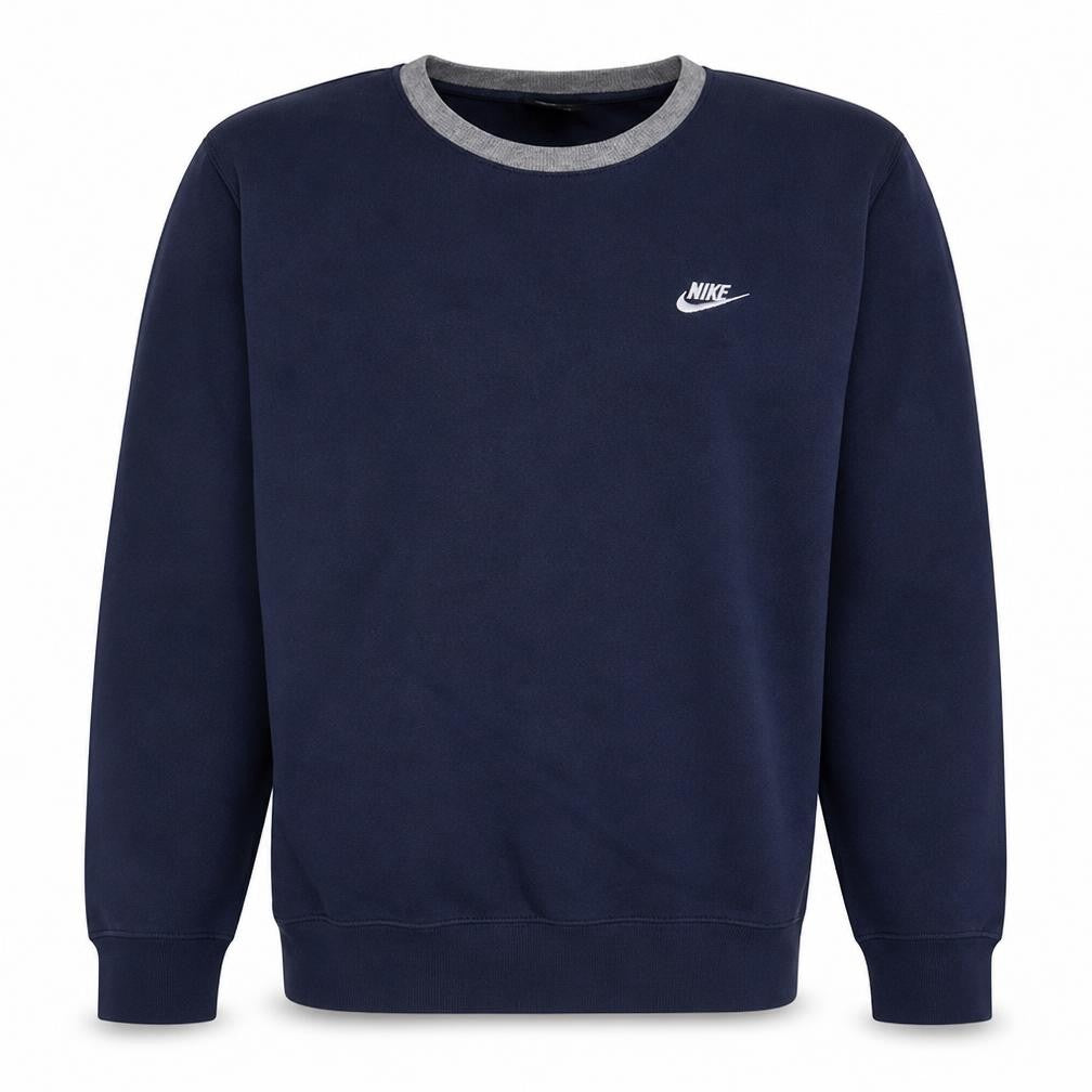 Front view of Nike men’s blue xl crew neck pullover sweatshirt