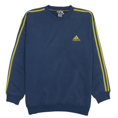 Adidas Mens Blue Large Crew Neck Pullover Sweatshirt