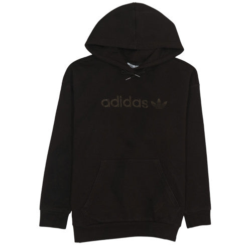 Adidas Womens Black Pullover Hoodie Size 14 Logo Hooded Sweatshirt