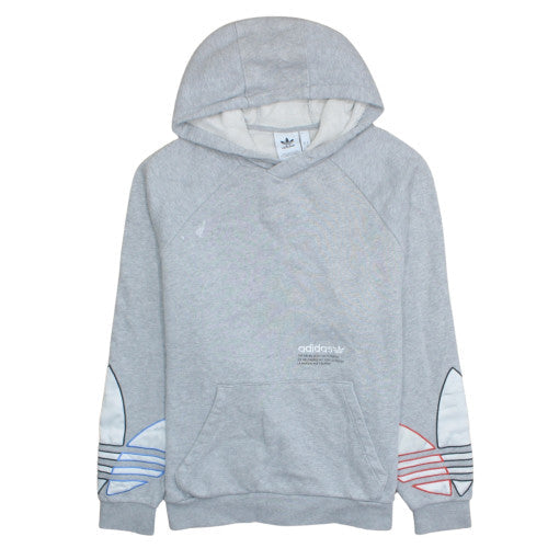 adidas Mens Grey Pullover Hoodie M Logo Graphic Sportswear