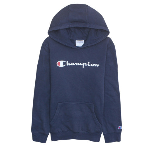 Champion Teens Blue Pullover Hoodie Size 12 Slim Logo Fleece Sweatshirt