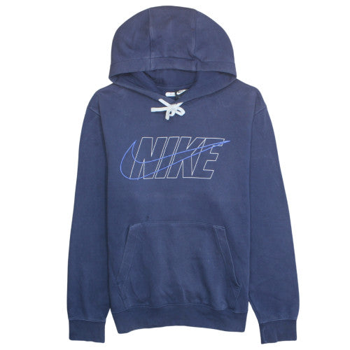 Nike Men's Blue Pullover Hoodie Size M Regular Fit Fleece Logo
