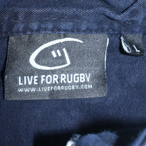 Live For Rugby Scotland Men's Blue Striped Polo Shirt L Short Sleeve