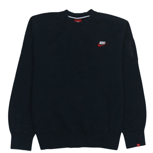 Nike Men's Black Crew Neck Pullover Sweatshirt L Fleece Logo Detail