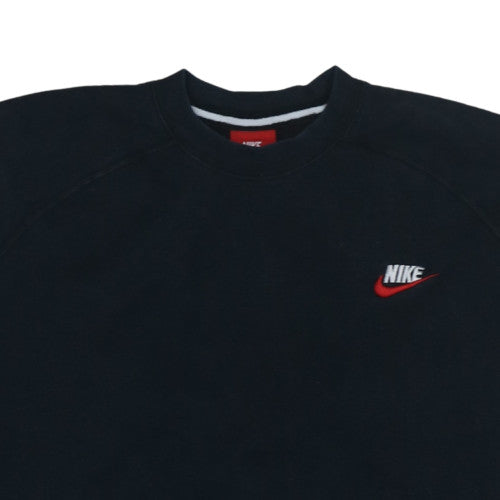 Nike Men's Black Crew Neck Pullover Sweatshirt L Fleece Logo Detail