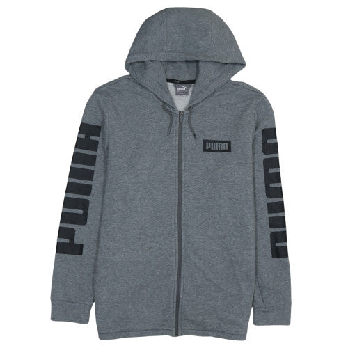 Puma Men’s Grey Full Zip Hoodie Size S Logo Graphic Sportswear