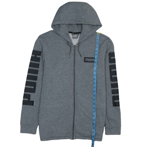 Puma Men’s Grey Full Zip Hoodie Size S Logo Graphic Sportswear