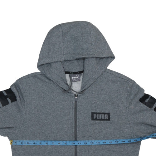 Puma Men’s Grey Full Zip Hoodie Size S Logo Graphic Sportswear