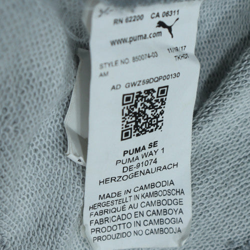Puma Men’s Grey Full Zip Hoodie Size S Logo Graphic Sportswear