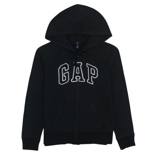 GAP Men Black Full Zip Hoodie M Logo Fleece Sweatshirt