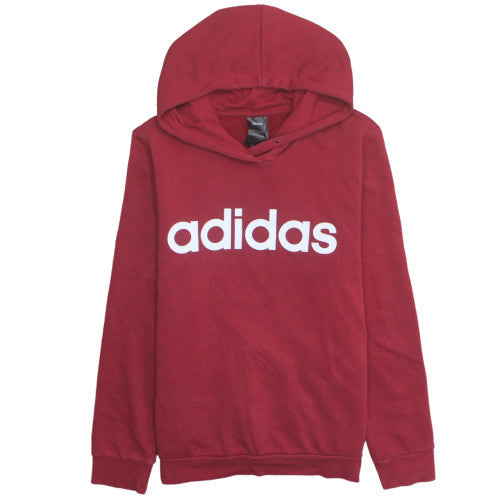 Adidas Men's Red Pullover Hoodie L Regular Fit Logo Sweatshirt