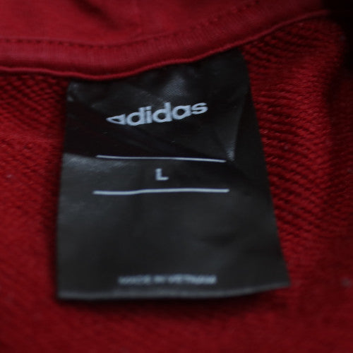 Adidas Men's Red Pullover Hoodie L Regular Fit Logo Sweatshirt