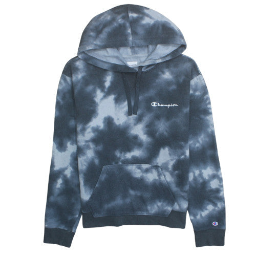 Champion Men’s Blue Tie-Dye Pullover Hoodie L Regular Fit Fleece