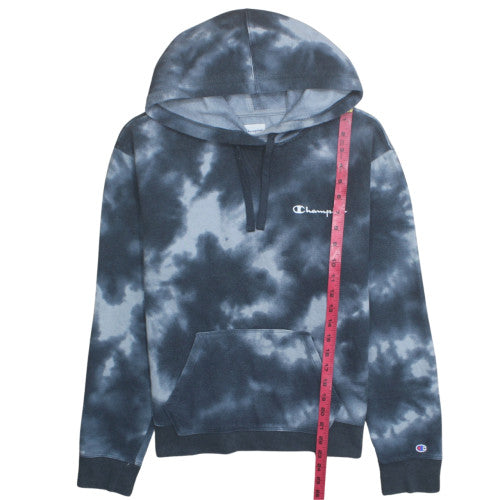 Champion Men’s Blue Tie-Dye Pullover Hoodie L Regular Fit Fleece