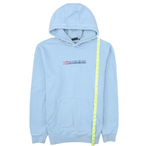 Napapijri Men's Blue Pullover Hoodie Size M Logo Cotton Fleece