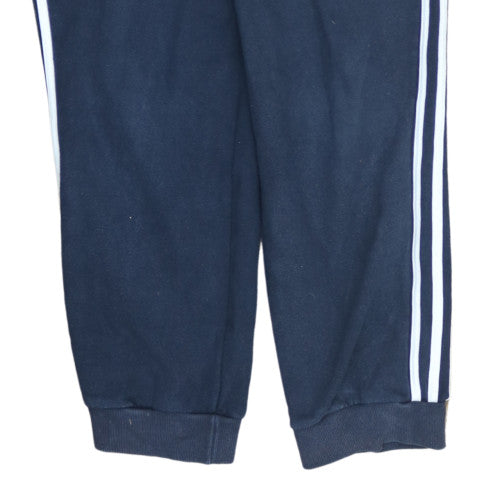 Adidas Mens Blue Large Fleece Joggers with Logo and Drawstring Waist