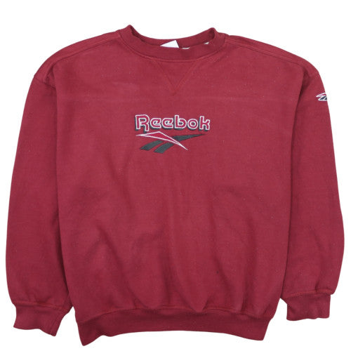 Reebok Men's Red Embroidered Logo Sweatshirt Size L Retro Pullover