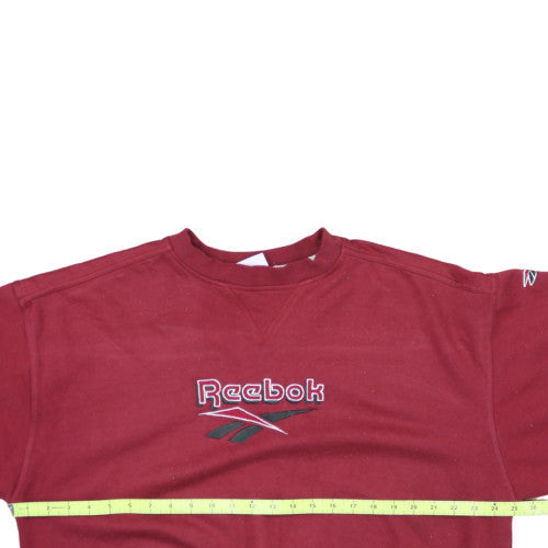 Reebok Men's Red Embroidered Logo Sweatshirt Size L Retro Pullover