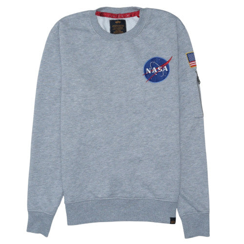 Alpha Industries Men's Grey NASA Crew Neck Sweatshirt Size S