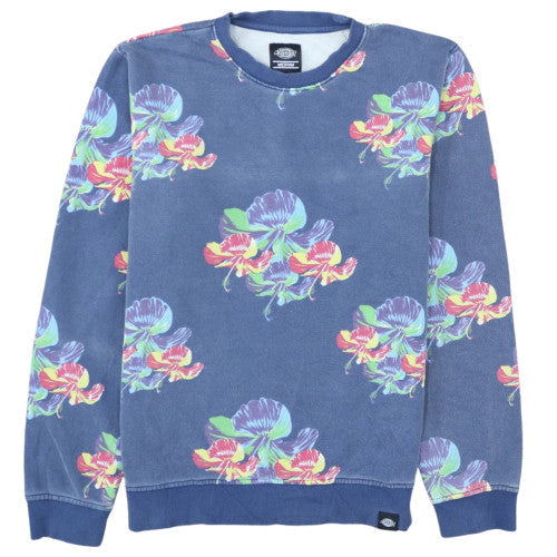 Dickies Mens Blue Floral Crew Neck Cotton Sweatshirt Size M