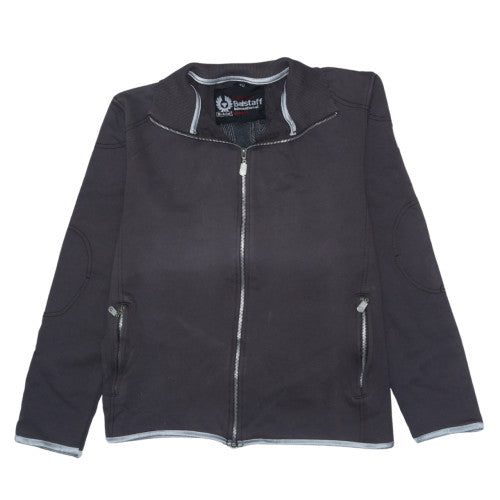 Belstaff Women Black Full Zip Hoodie Jacket Size L Logo Embroidered
