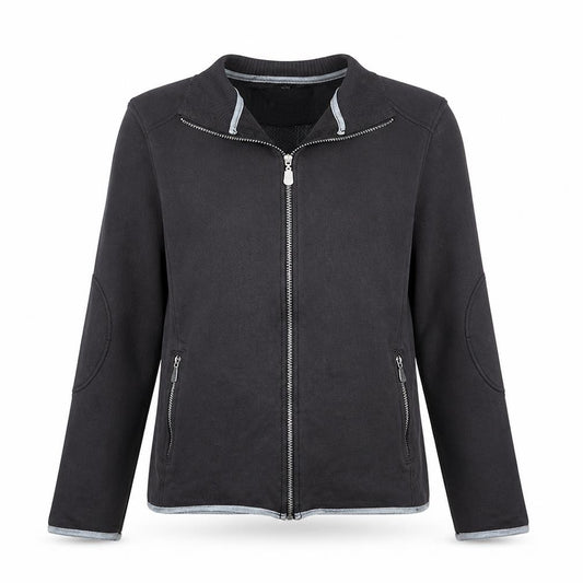 Belstaff Women Black Full Zip Hoodie Jacket Size L Logo Embroidered