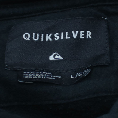 Quiksilver Womens Black Pullover Hoodie L Cotton Blend Logo Detail