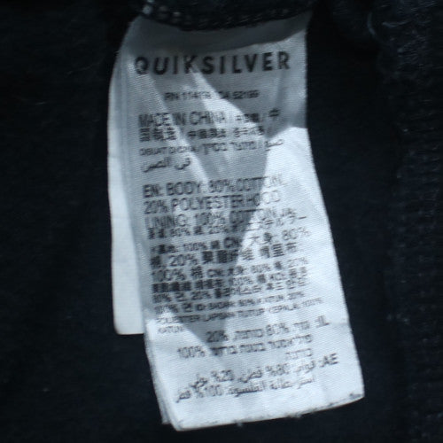 Quiksilver Womens Black Pullover Hoodie L Cotton Blend Logo Detail