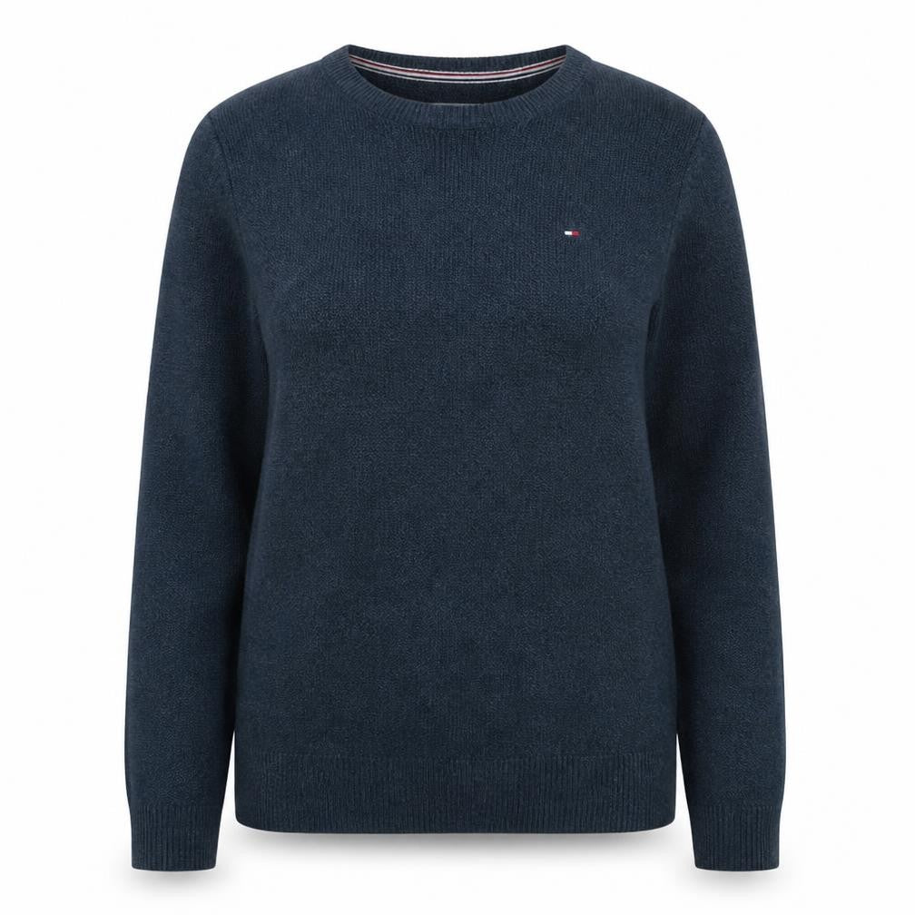 Front view of Hilfiger Denim Women Blue XXL Pullover Sweatshirt Cotton Blend Crew Neck
