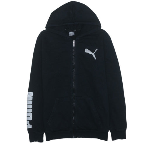 Puma Womens Black L Full Zip Hoodie with Logo Print